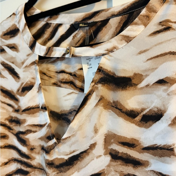 Tan and White Zebra Print Blouse - Picture 3 of 14